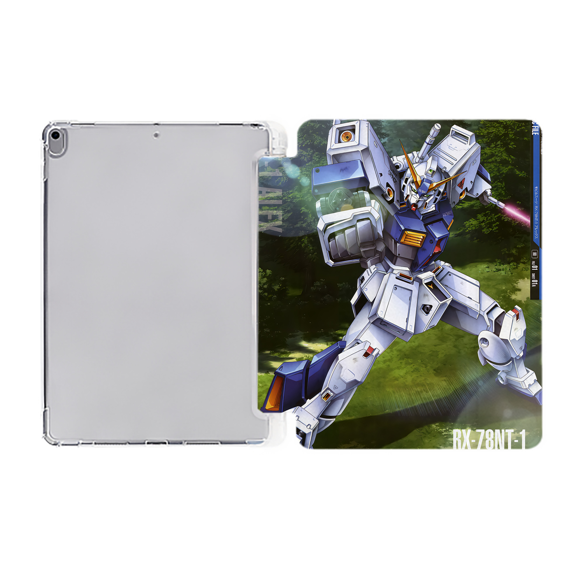 （画像用） 機動戦士ガンダム Mobile Suit Gundam IPad ケース ペン収納付き 三つ折りスタンド PUレザー×シリコン 対応機種9.5/10.5/10.9インチ